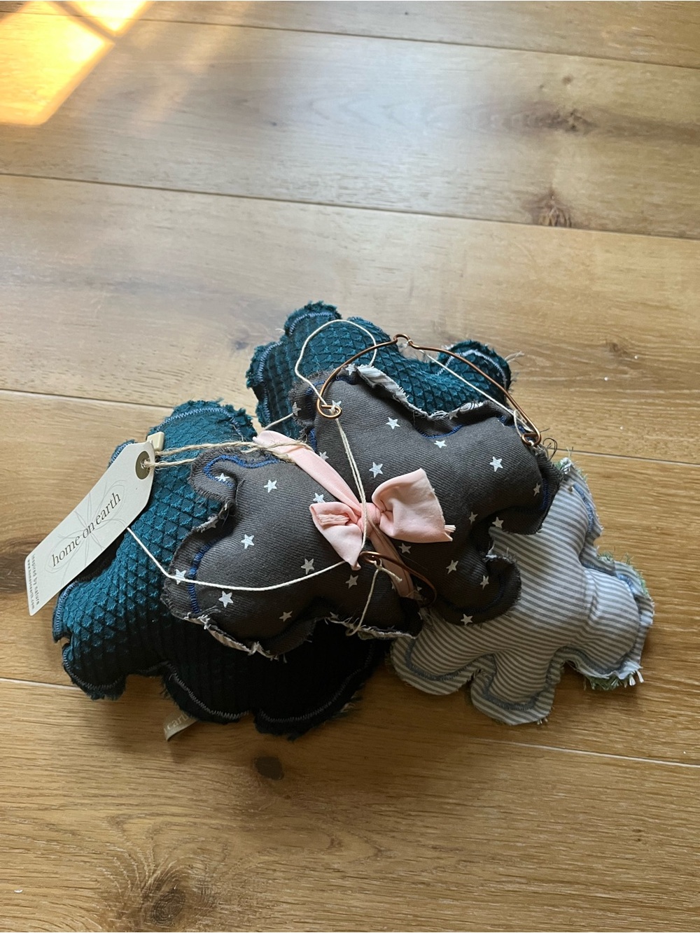 Home on Earth Star-Print Teal & Gray Kids Plush Crib Hanging Mobile